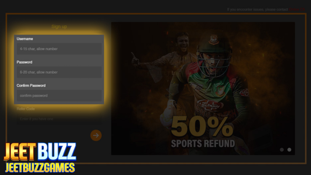 Create a JeetBuzz Account